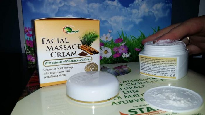 Crema pentru masaj facial cu extract de scorțișoară și curmale de la Ayurmed3