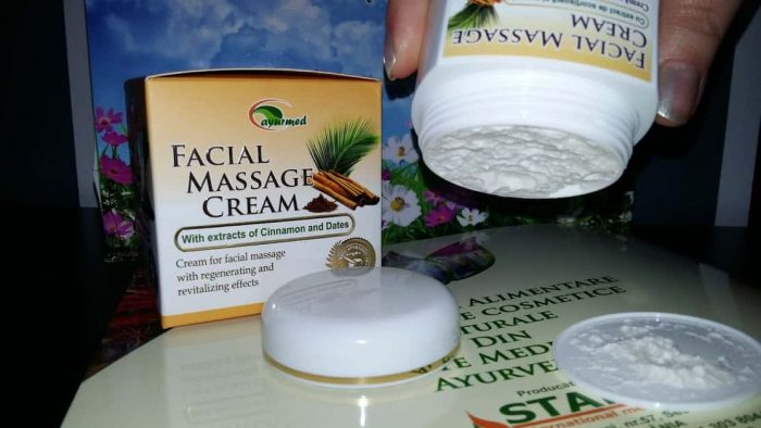 Crema pentru masaj facial cu extract de scorțișoară și curmale de la Ayurmed4