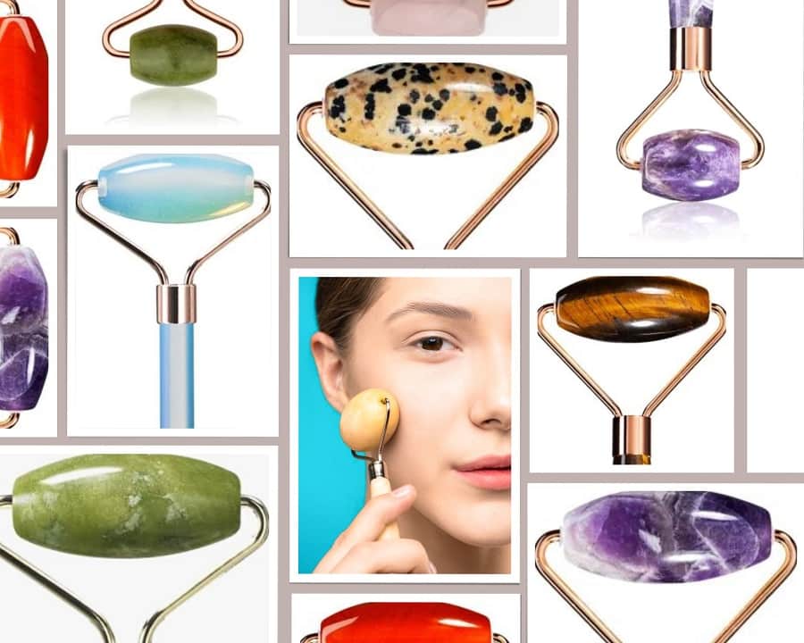 role masaj facial diverse culori pietre